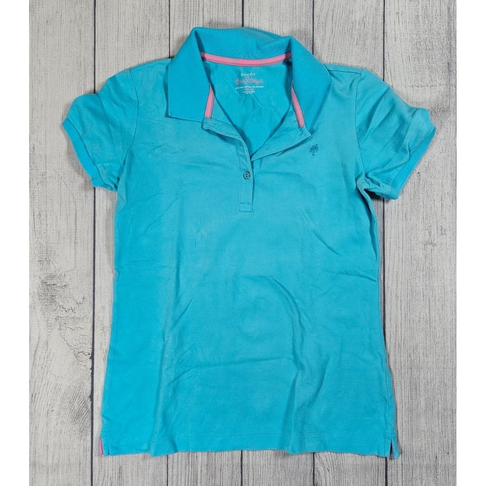 Lilly Pulitzer Chic Fit Polo Shirt Women's Medium Blue Pima Cotton Stretch Golf